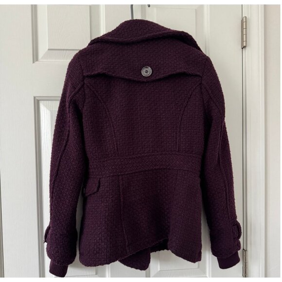 Me Jane Plum Textured Pea Coat - Picture 2 of 9